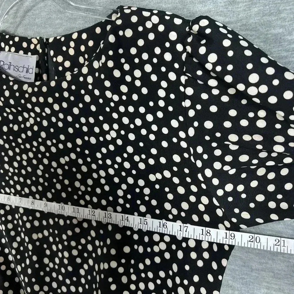 VTG L Rothschild San Francisco Womens L Blouson Dress Ruffle Hem Pearl Buttons - Picture 10 of 15